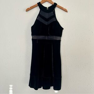 Emerald Sundae Black Velvet Cutout Halter Mini Dress NWOT Large Holiday